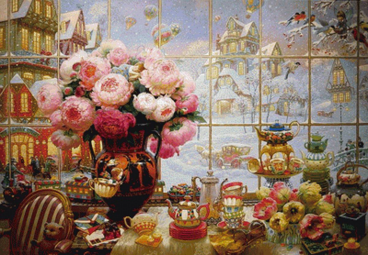 У окна - натюрморт, у окна, цветы - предпросмотр