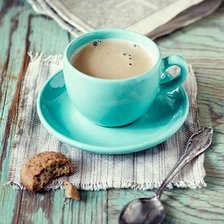 Схема вышивки «кофе в бирюзовой чашке»
