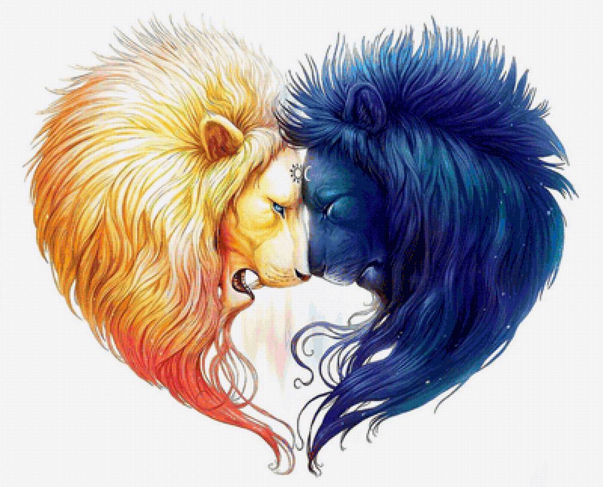 львиное сердце - сердце, хищники, лев, львы, пара - предпросмотр