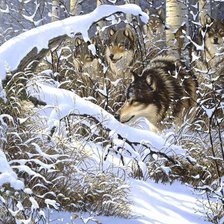 Схема вышивки «волки зимой»