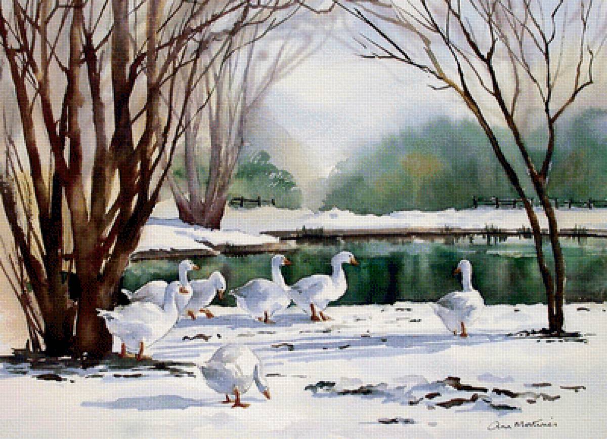 у озера - картина - предпросмотр