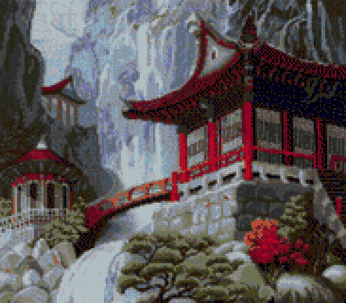 Пагода - пагода. водопад. природа - предпросмотр