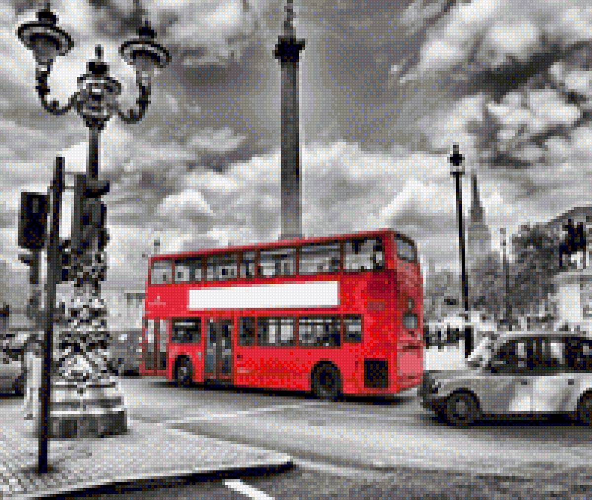 Лондон - города, автобус, черно-белый - предпросмотр
