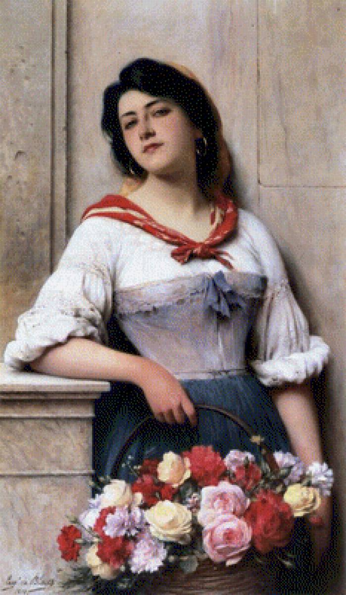 Девушка - цыганка, корзина, портрет - предпросмотр