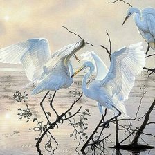 Схема вышивки «Журавли»