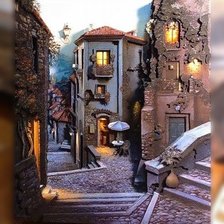 Схема вышивки «город вечером»