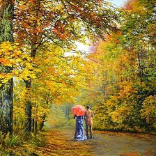 Схема вышивки «двое в осеннем парке»