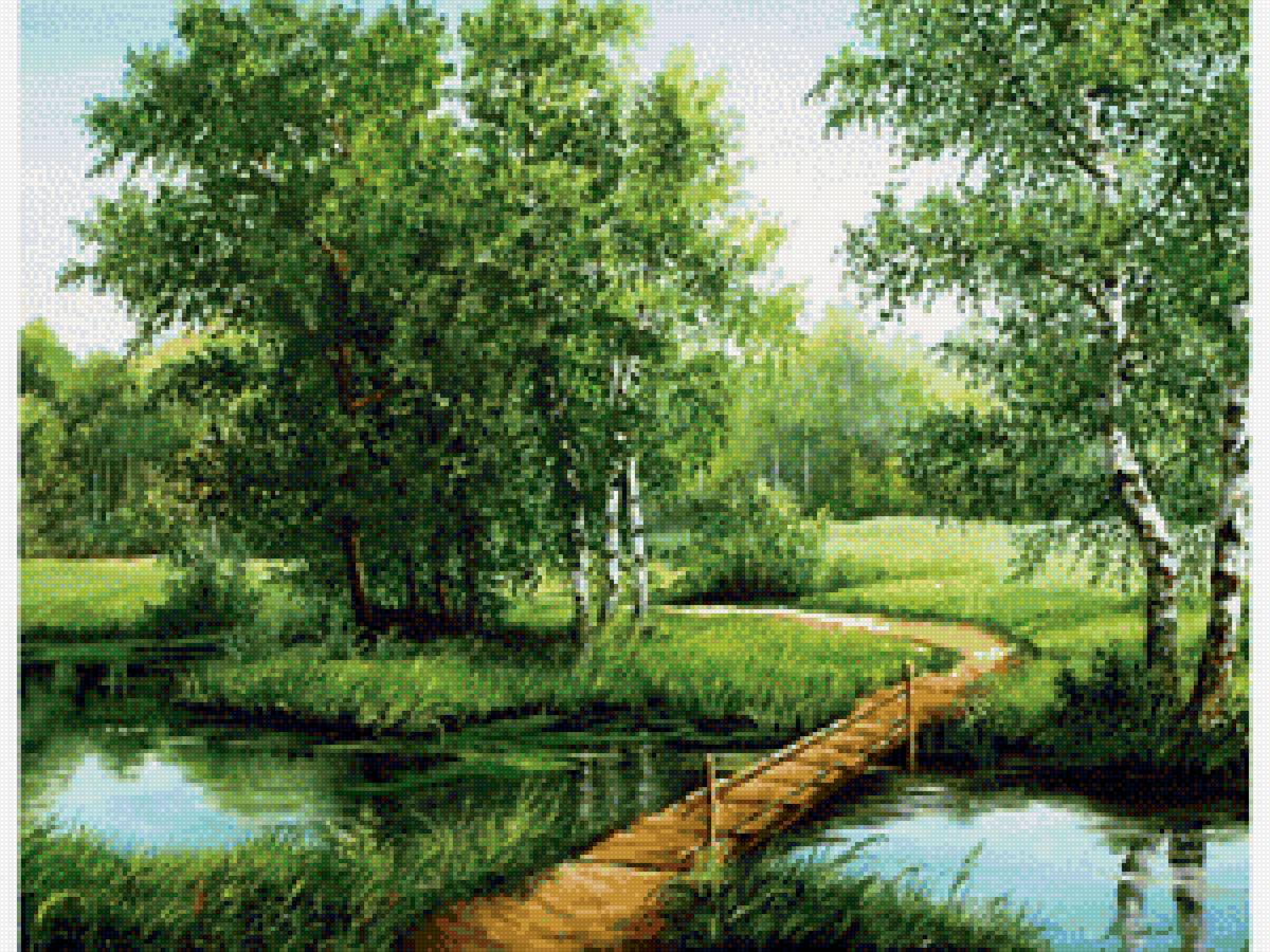 мостик - вода, лето, мостик - предпросмотр