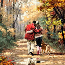 Схема вышивки «двое в парке»