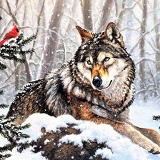 Схема вышивки «волк»