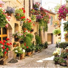 Схема вышивки «улочка с цветами»