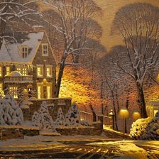 Схема вышивки «усадьба зимой»