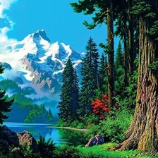 Схема вышивки «голубые горы»