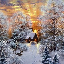 Схема вышивки «зимний лес»