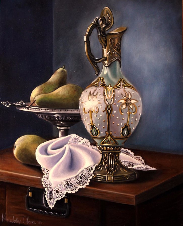 кувшин - натюрморт, фрукты - оригинал