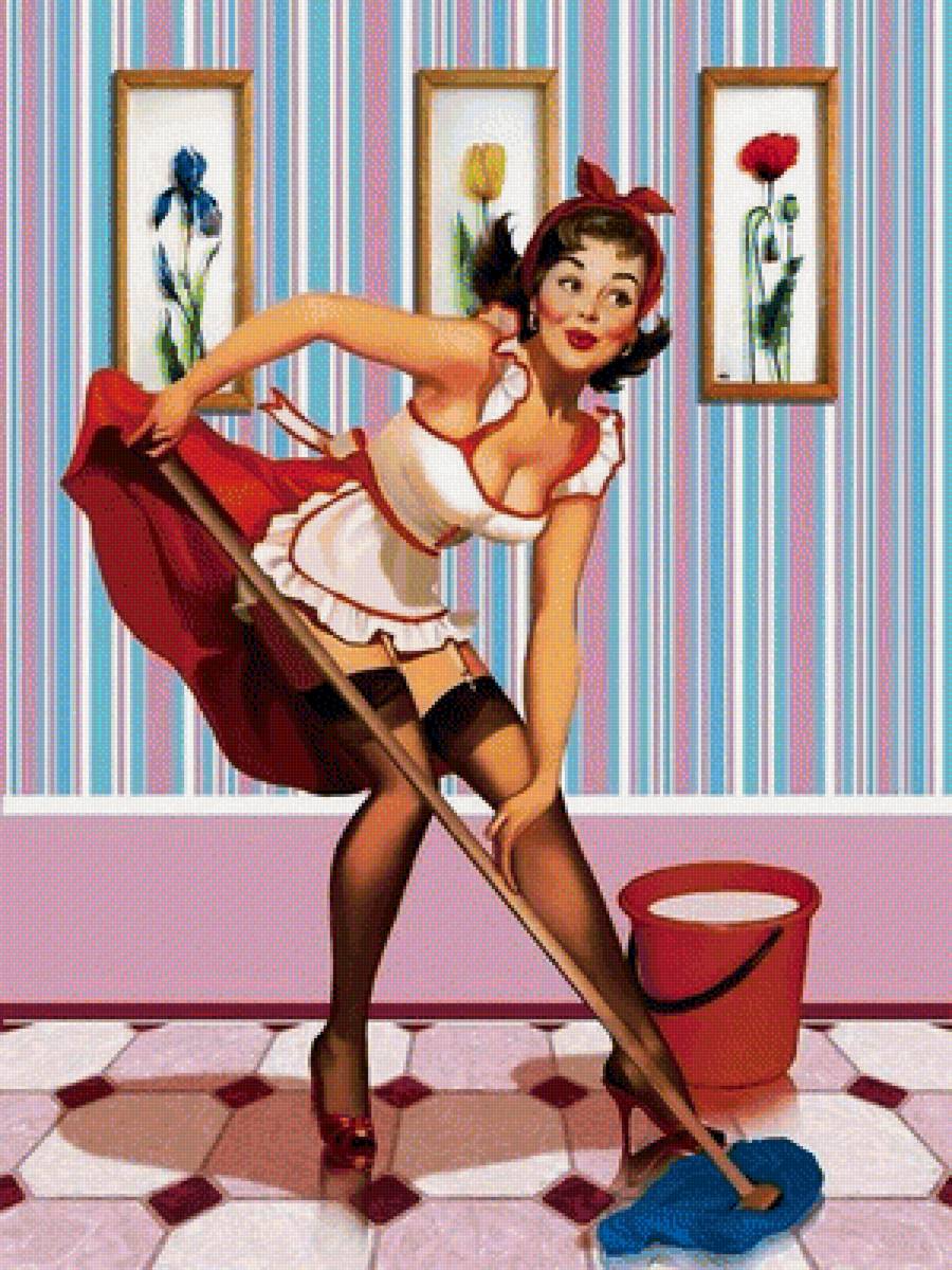 чистая кухня - люди. акварель - предпросмотр