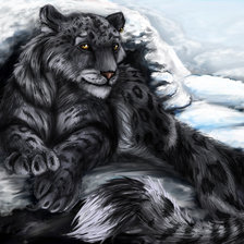 Схема вышивки «Черный барс в горах»