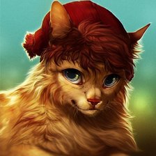 Схема вышивки «Кошка в шапке»