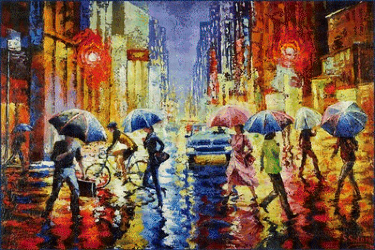 дождь в городе - предпросмотр