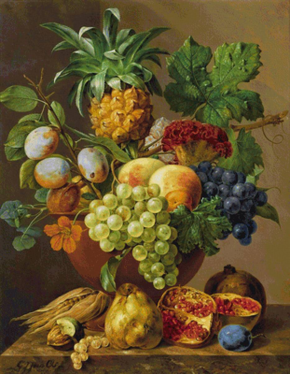 натюрморт - персики виноград - предпросмотр