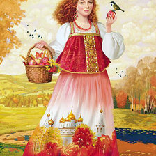 Схема вышивки «девушка-осень-»