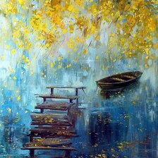 Схема вышивки «Осень на озере»