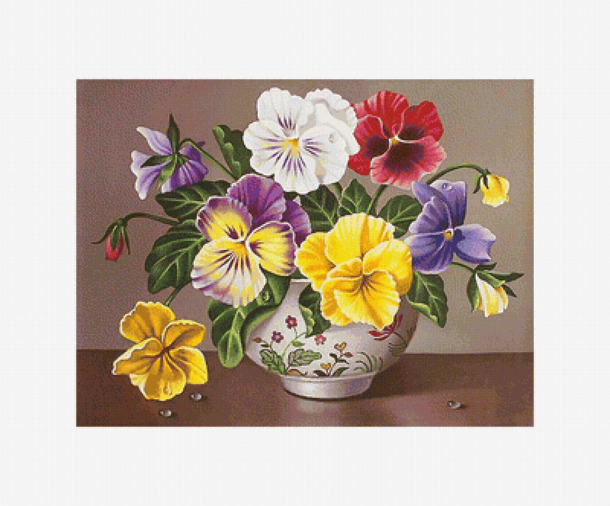 Анютины глазки - цветы, букет, флора - предпросмотр