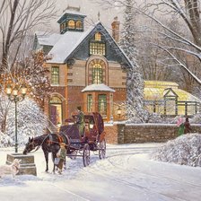 Схема вышивки «зима в усадьбе»