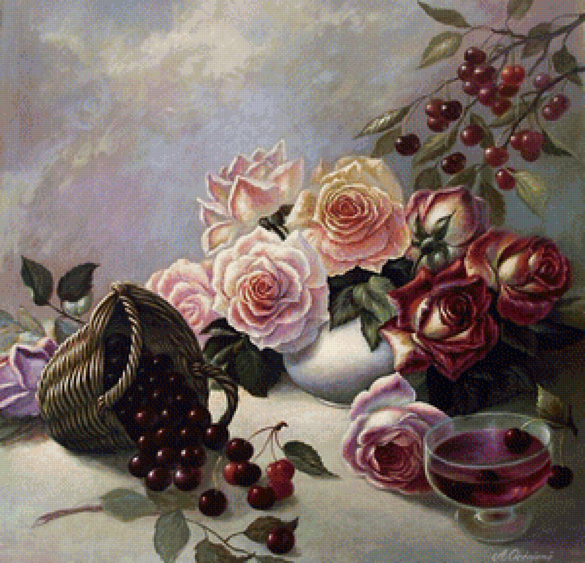 вишня - цветы, фрукты - предпросмотр