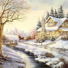 Схема вышивки «зимняя картина»