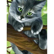 Схема вышивки «Котик на ветке»