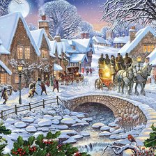 Схема вышивки «зимняя улица»