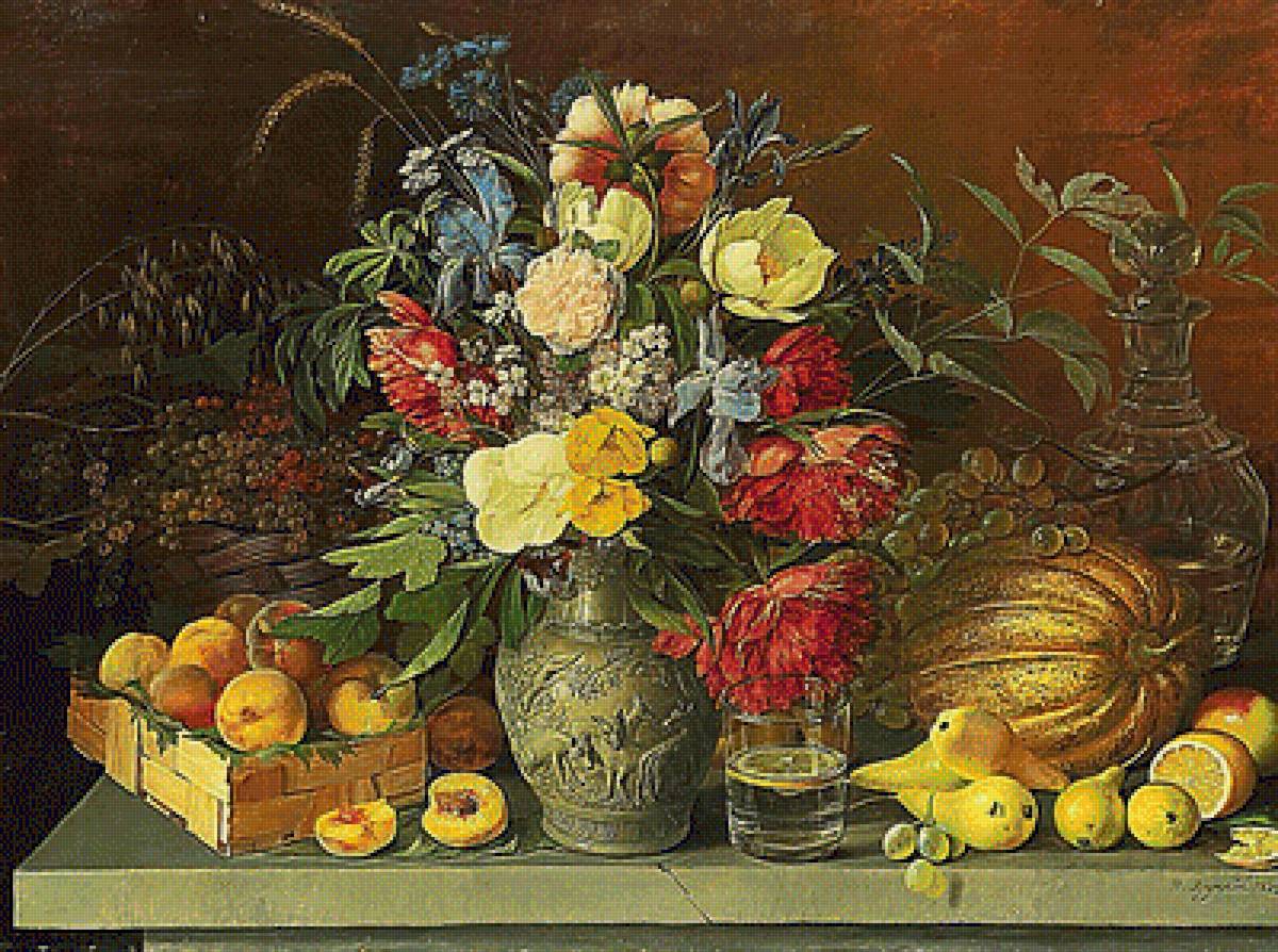 Натюрморт. - натюрморт, фрукты, цветы, живопись. - предпросмотр