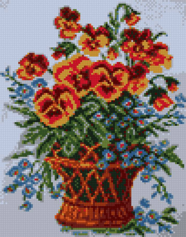 анютины глазки - цветы, ваза, букет - предпросмотр