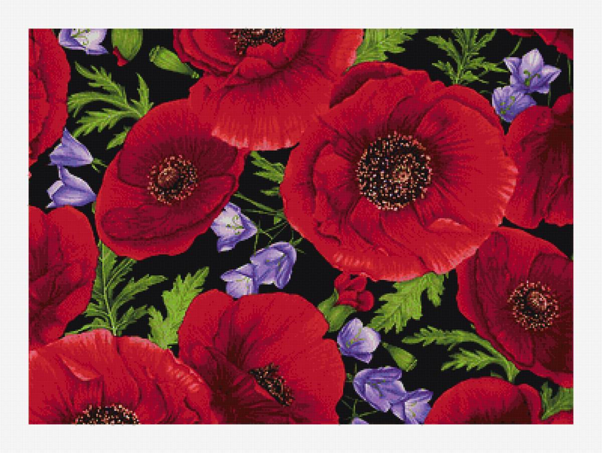 Серия "Подушки". Маки и колокольчики - подушка, цветы - предпросмотр