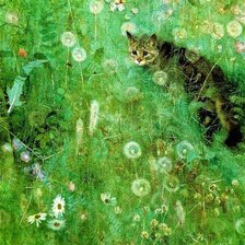 Схема вышивки «кот в травах»