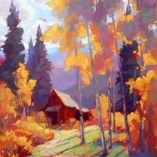 Схема вышивки «chatka w lesie»