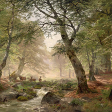 Схема вышивки «Олени в лесу»