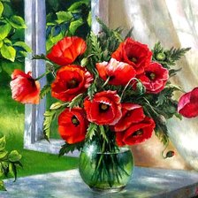 Схема вышивки «Маки.»