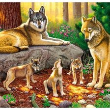 Схема вышивки «Семейство волков»