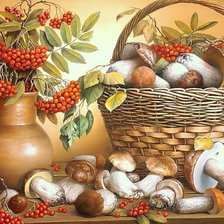 Схема вышивки «натюрморт с грибами»