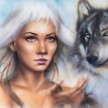 Схема вышивки «Девушка и волк»