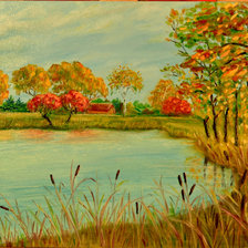 Схема вышивки «пруд осенью»