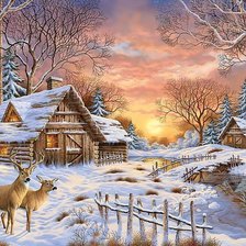 Схема вышивки «зимняя картина»