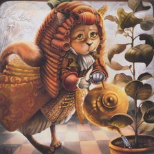 Схема вышивки «Кот и цветок»