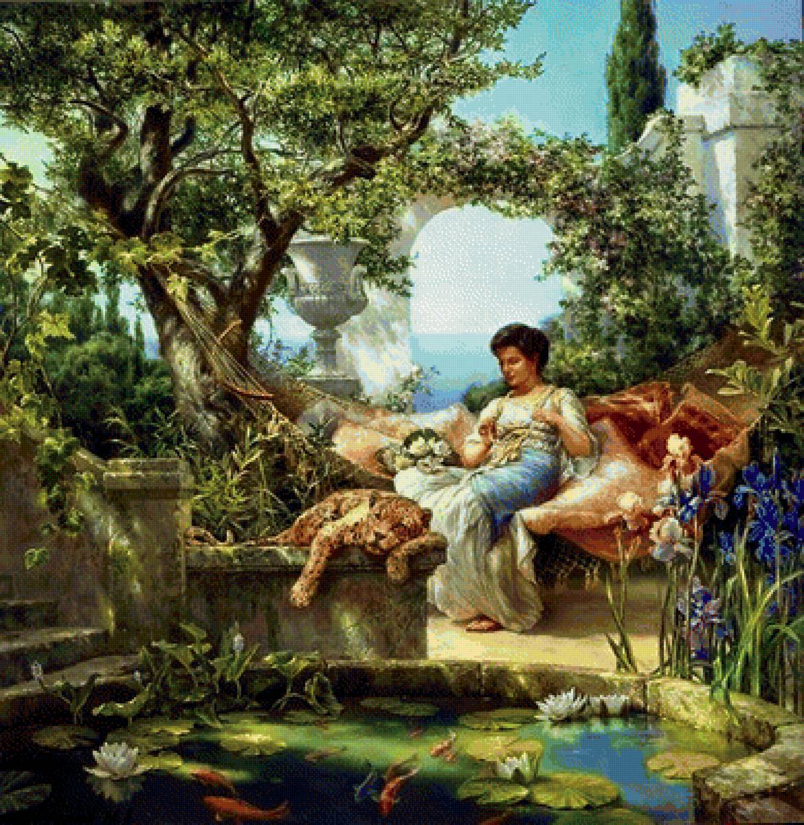 женщина в гамаке - бассейн, гамак, женщина - предпросмотр