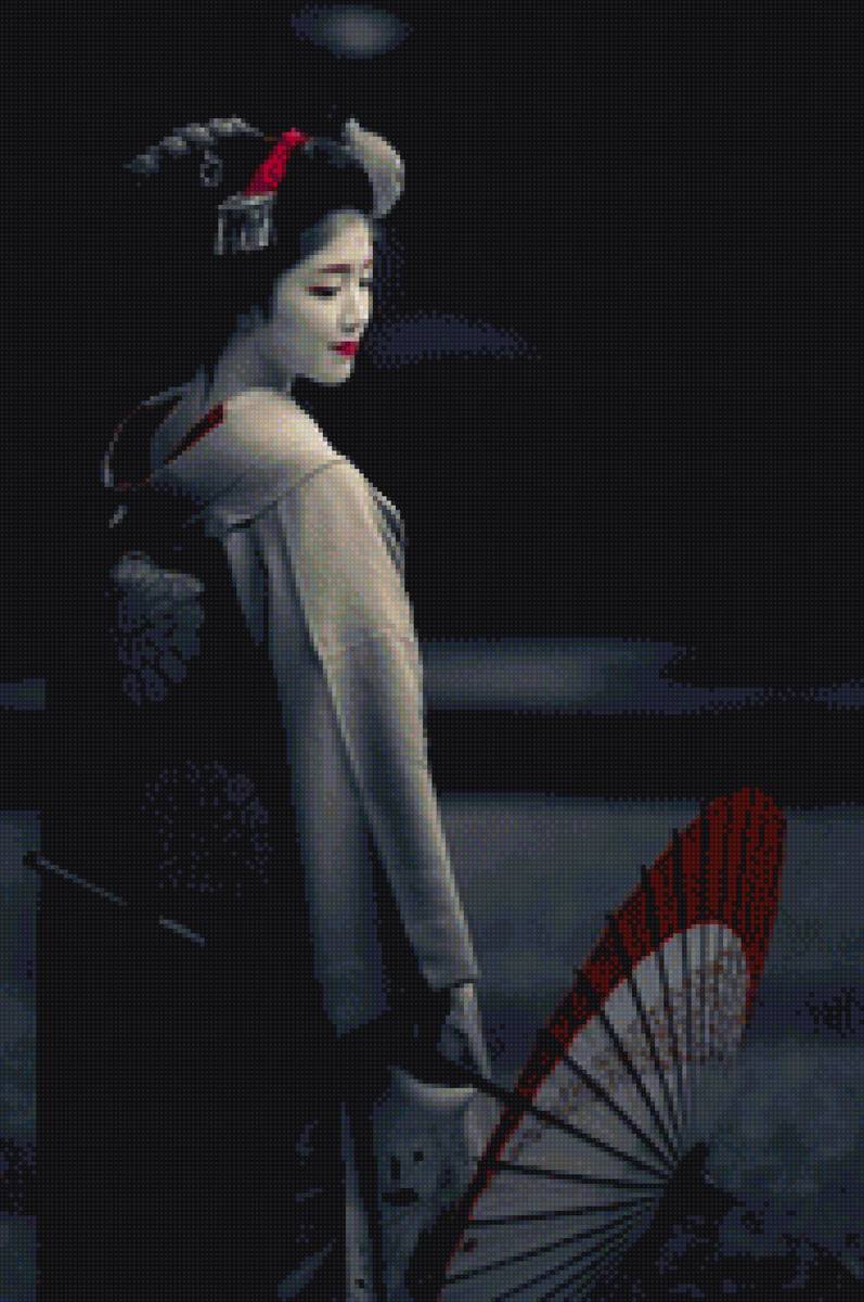 Гейша - зонтик, япония - предпросмотр