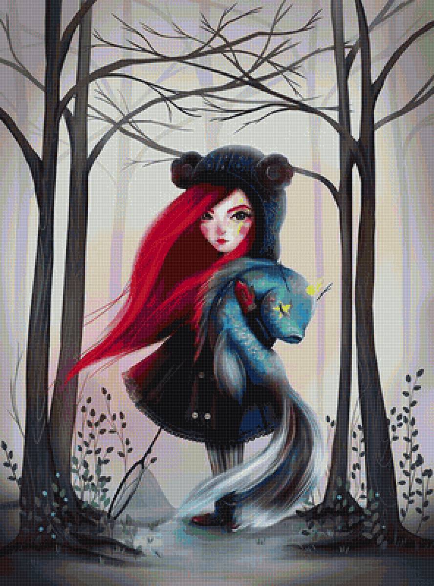 Девочка - рыба, фэнтези, девочка, лес - предпросмотр