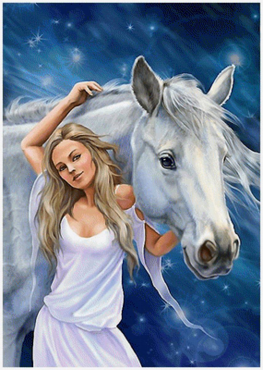 Девушка и лошадь - предпросмотр