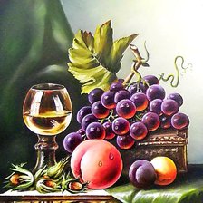 Схема вышивки «Натюрморт с фруктами и вином.»
